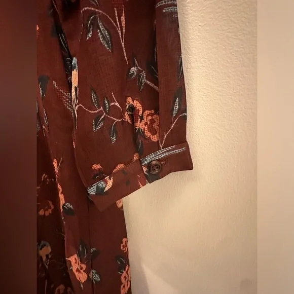 Pink Martini  Midi Dress Burgundy Floral Print Size Medium - Picture 6 of 6